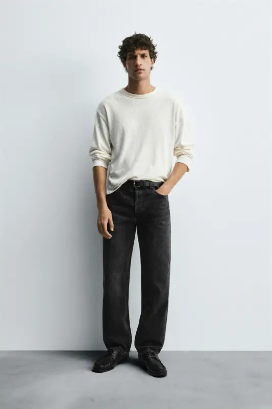 STRAIGHT LEG JEAN - Charcoal - ZARA