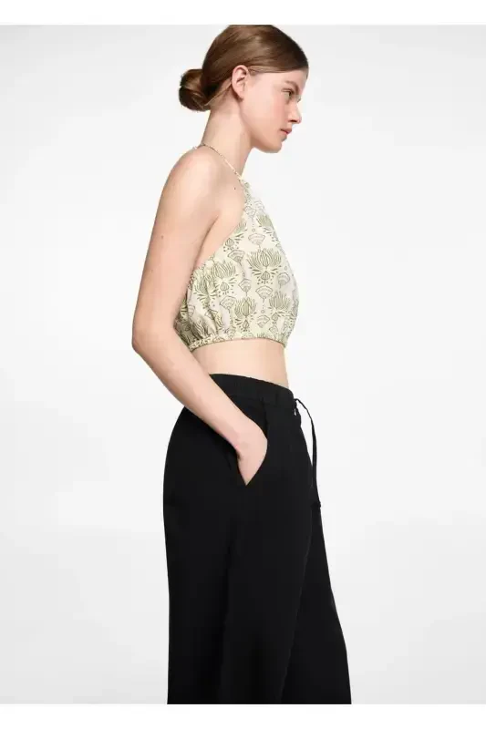 Straight Leg Linen Pants - Black - MANGO TEEN