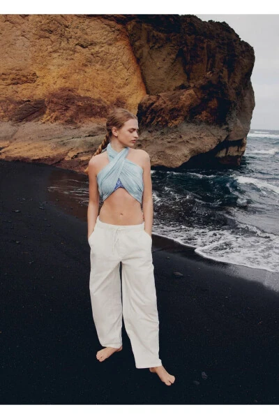 Straight-leg linen trousers - 6