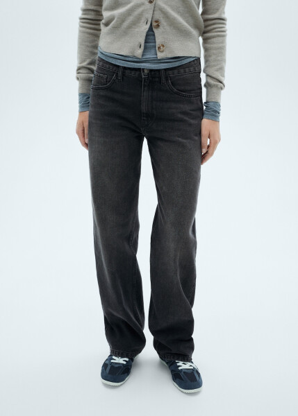 Straight leg, mid rise Miami jeans - Black denim - 8