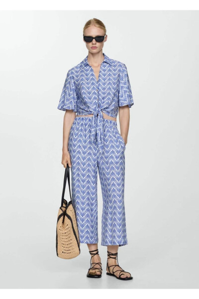 Straight-leg patterned trousers - MANGO WOMAN (1)