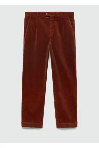 Straight Leg Pleated Corduroy Pants - Russet - MANGO MAN (1)