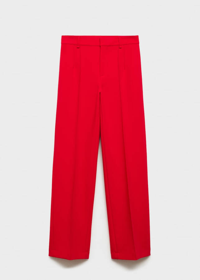 Straight leg, red, decorative stitch pants - 5