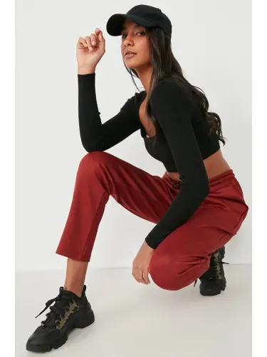 Straight Leg Sweatpants 801 Brick-Brown - 1