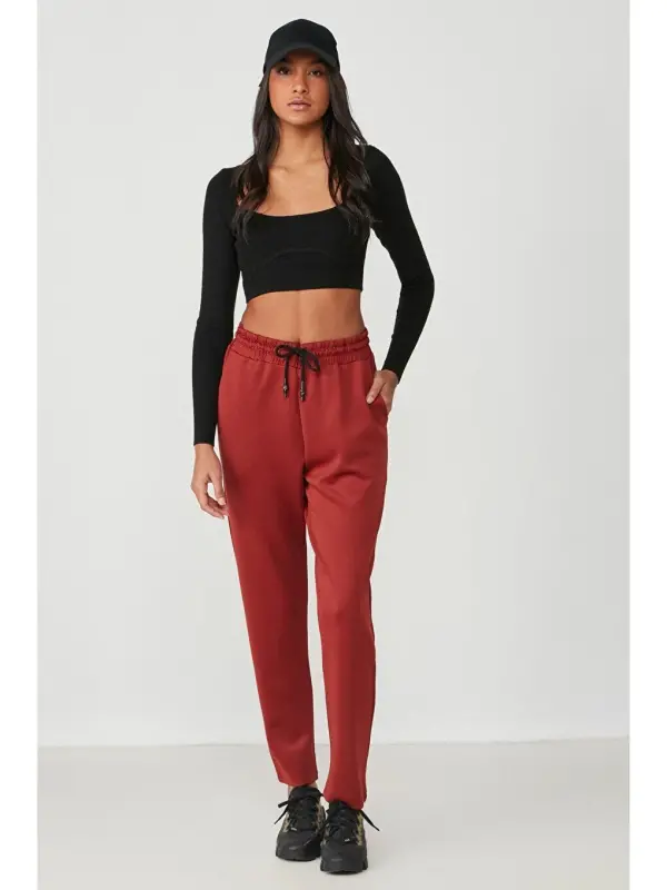 Straight Leg Sweatpants 801 Brick-Brown - 2