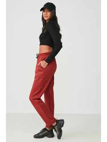 Straight Leg Sweatpants 801 Brick-Brown - 3