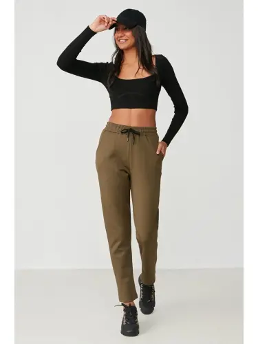 Straight Leg Sweatpants 801 Khaki-Khaki - 1