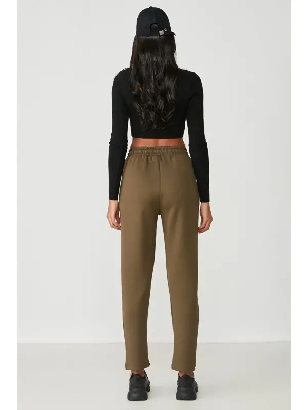 Straight Leg Sweatpants 801 Khaki-Khaki - 4