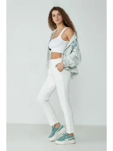 Straight Leg Sweatpants 901 Ecru-Ecru - 3