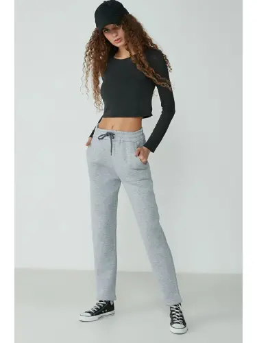 Straight Leg Sweatpants 901 Grey-Grey - 1
