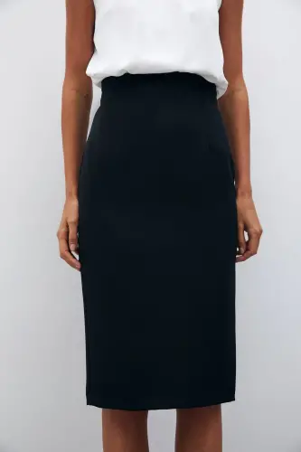 Straight Pencil Skirt - Black-BLACK - 6