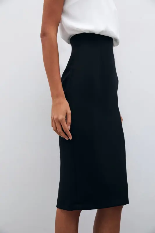 Straight Pencil Skirt - Black-BLACK - 7
