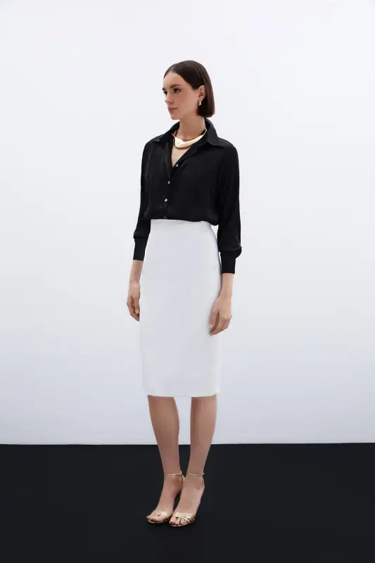 Straight Pencil Skirt - Ecru-ECRU - 2