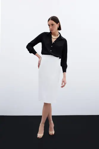 Straight Pencil Skirt - Ecru-ECRU - 3
