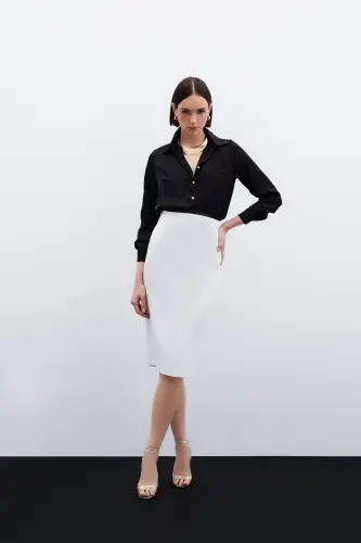 Straight Pencil Skirt - Ecru-ECRU - 4