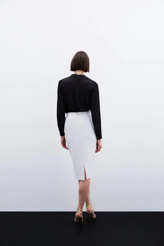 Straight Pencil Skirt - Ecru-ECRU - 7