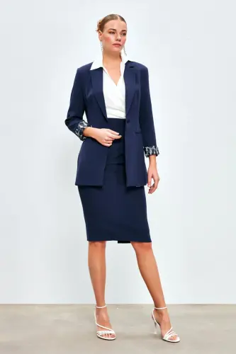 Straight Pencil Skirt -navy-navy 