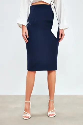 Straight Pencil Skirt -navy-navy - 6