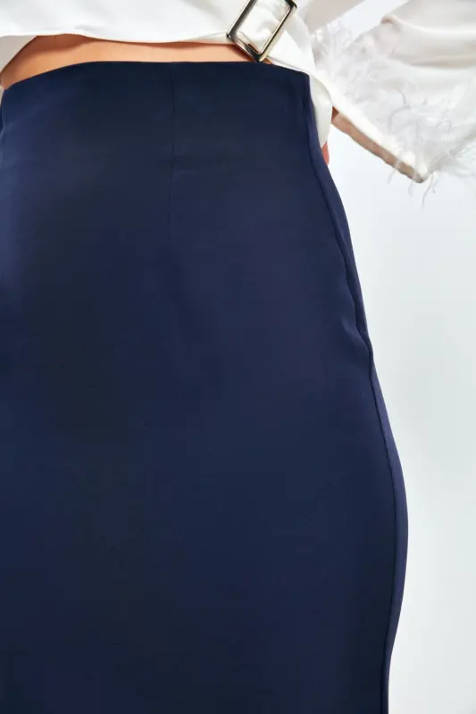 Straight Pencil Skirt -navy-navy - 7