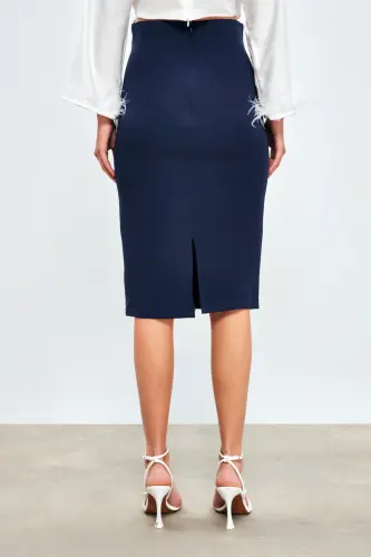 Straight Pencil Skirt -navy-navy - 8