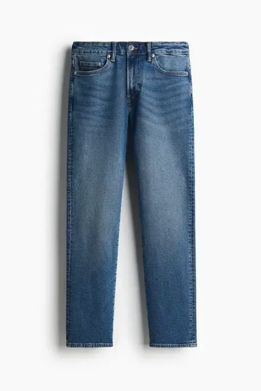 Straight Regular Jeans-Koyu kot mavisi - 2