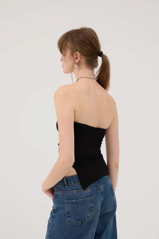 Strapless Gathered Blouse B309-k3-Black - 4