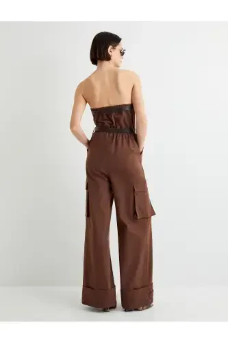 Strapless Jumpsuit Belt Detailed Pocketed - 6
