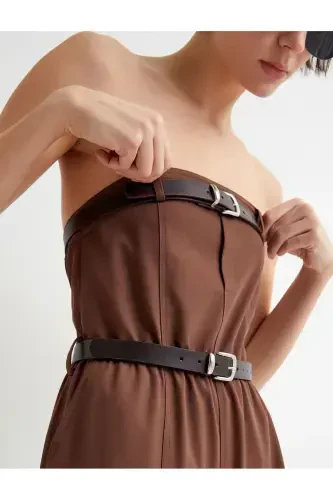 Strapless Jumpsuit Belt Detailed Pocketed - 7