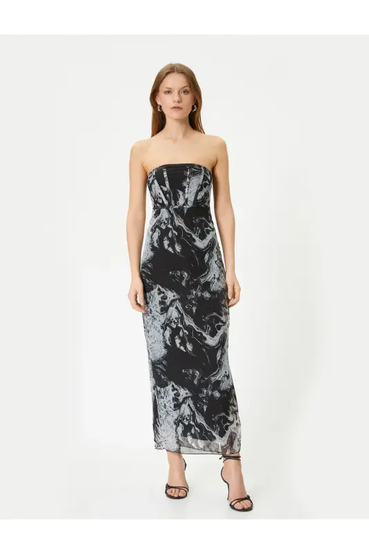 Strapless Midi Dress Corset Detailed - 3