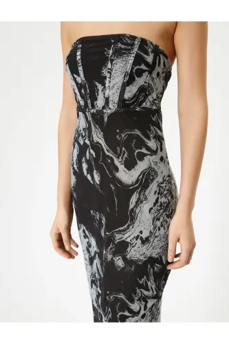 Strapless Midi Dress Corset Detailed - 5