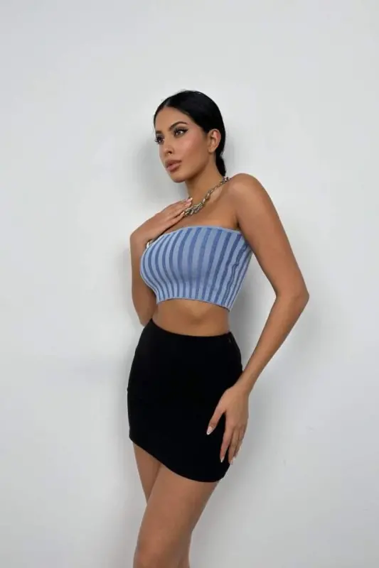 Strapless Ribbed Crop - 2