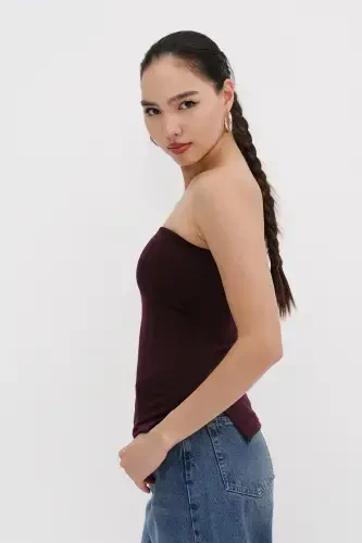 Strapless Ruched Blouse B309-D7-Gardenia - 3