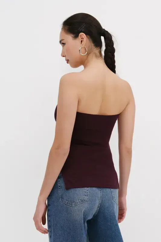 Strapless Ruched Blouse B309-D7-Gardenia - 4