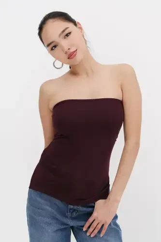 Strapless Ruched Blouse B309-D7-Gardenia - 6