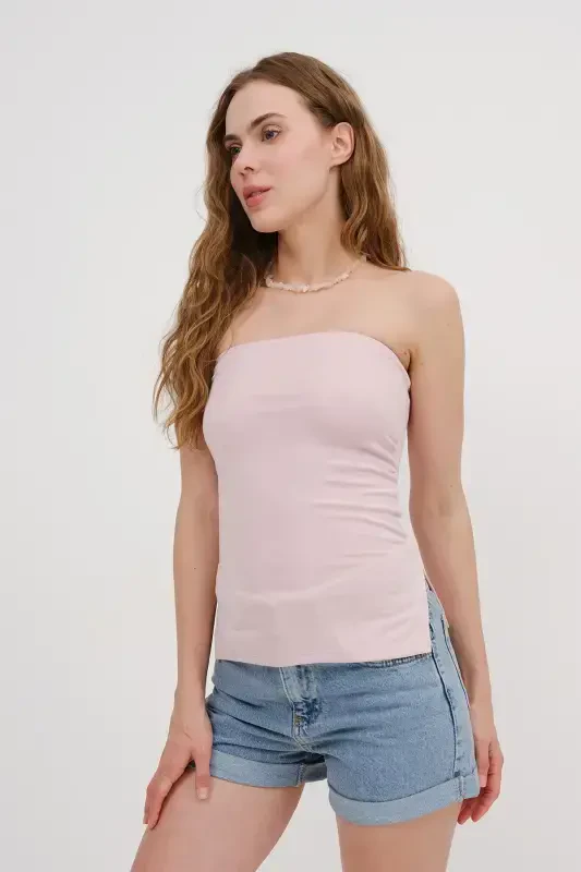 Strapless Ruched Blouse B309-D7-Lotus - 2