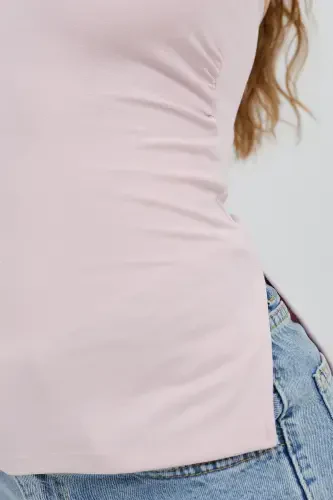 Strapless Ruched Blouse B309-D7-Lotus - 3