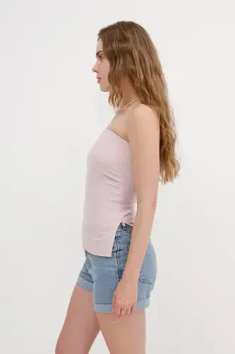 Strapless Ruched Blouse B309-D7-Lotus - 4