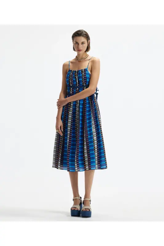 Strapless Side Tie Detail Midi Dress - 4