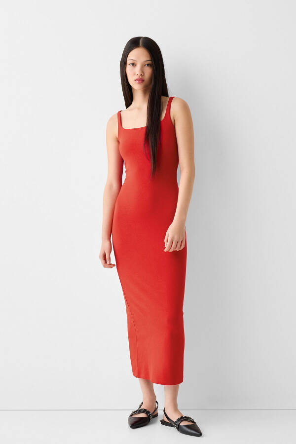 Strapless Square Neck Midi Dress - 2