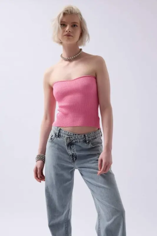 Strapless Textured Crop - 3