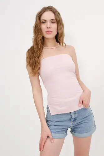 Straplez Büzgülü Bluz B309-D7-Lotus 