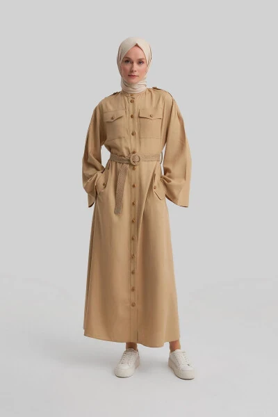 Straw Belted Dress 24y9817 Beige - ARMINE (1)