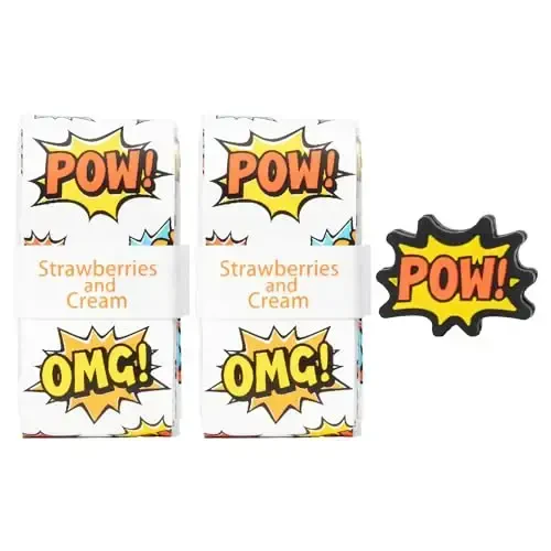 Strawberries and Cream Tennis Tape & Dampener Set - 2 Tacky 45” Long x 0.98” Wide Racket Handle Overgrips & 1 Matching Ping Dampener - 1