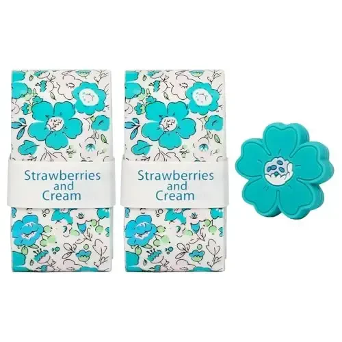 Strawberries and Cream Tennis Tape & Dampener Set - 2 Tacky 45” Long x 0.98” Wide Racket Handle Overgrips & 1 Matching Ping Dampener - Strawberries