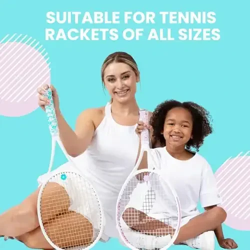 Strawberries and Cream Tennis Tape & Dampener Set - 2 Tacky 45” Long x 0.98” Wide Racket Handle Overgrips & 1 Matching Ping Dampener - 6