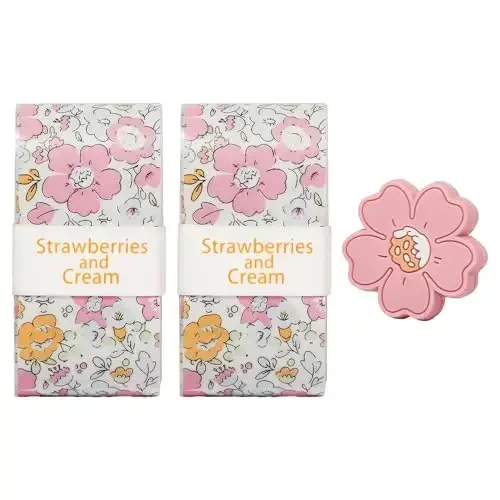 Strawberries and Cream Tennis Tape, Tacky Texture & Matching Dampener, 2 Overgrips & 1 Dampener Set for Tennis Racket, Tennis Tape Pink, Purple, Turquoise, Orange, Blue - 1