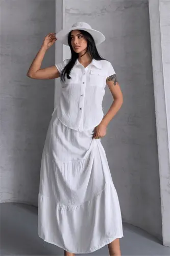 Strawberry Fabric Skirt Suit - WHITE - BÜYÜKBEDENIZ (1)