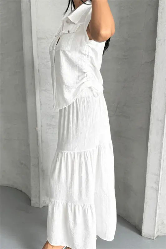 Strawberry Fabric Skirt Suit - WHITE - 4