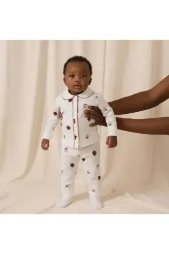 Strawberry Print Baby Newborn Kid Girl Boy Cotton Knitted Pajamas Set Gift-red1 - 3