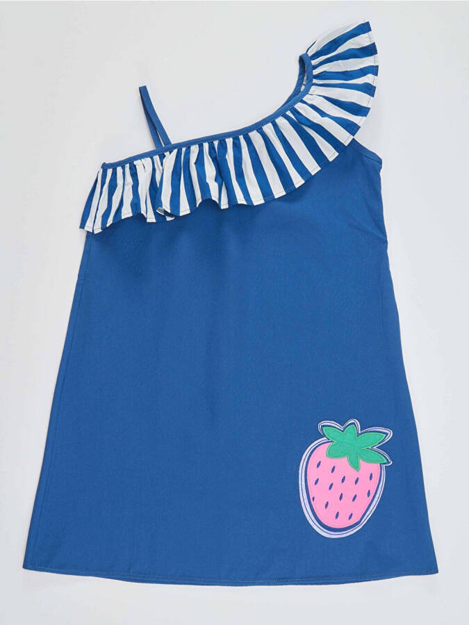 Strawberry Woven Girl's Navy Dress - 3